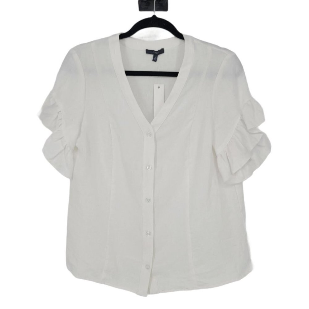 Drew White Flutter Sleeve Button Beverly Shirt - Picture 2 of 6